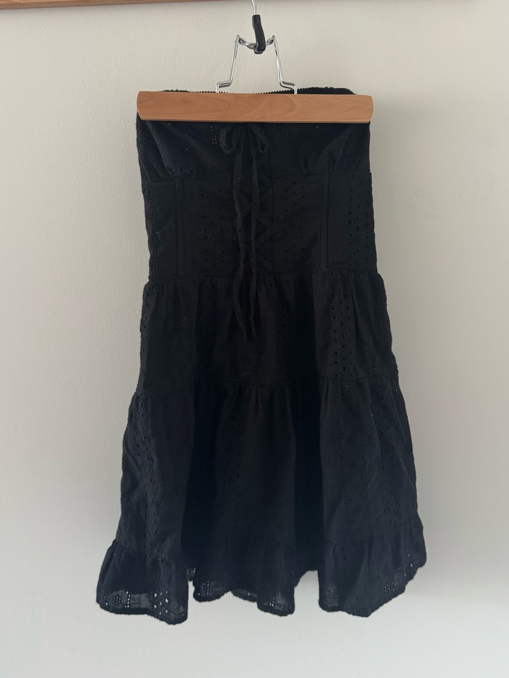 Edikted Black Strapless Eyelet Mini Dress